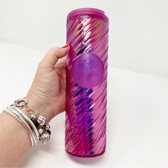 STARBUCKS IRIDESCENT PINK SWIRL TUMBLER HOT OR COLD 16 OZ NEW with‎ TAGS NWT - Picture 1 of 6